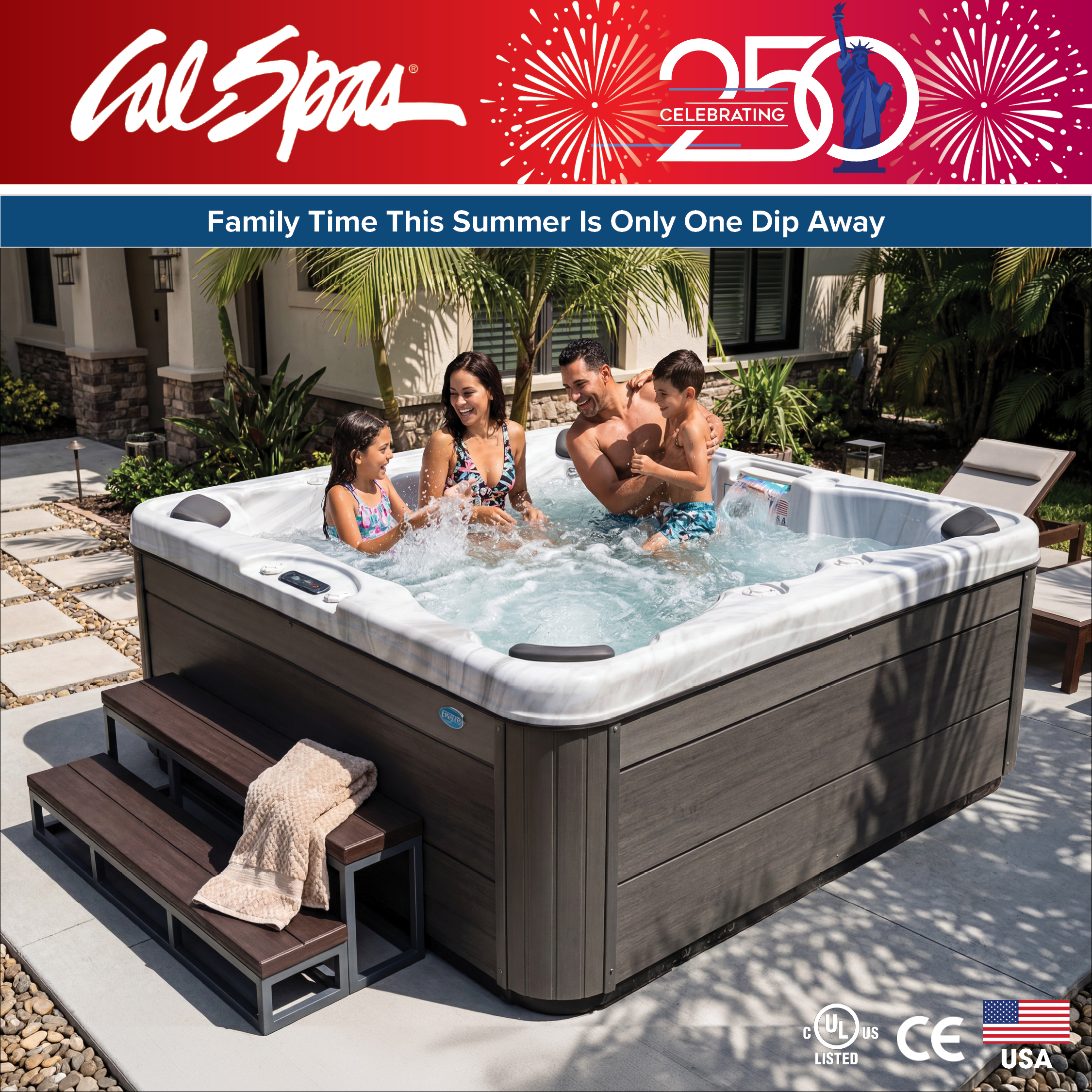 Calspas hot tub being used in a family setting - Kettering